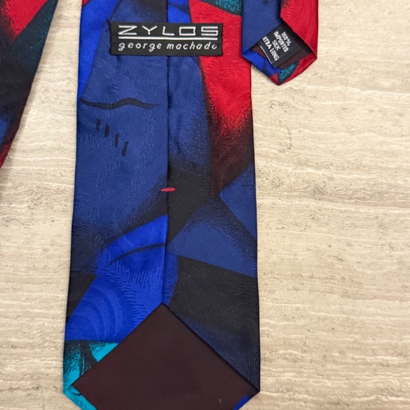 Zylos George Machado Silk Tie Print Abstract Multi-Colored Extra Long 63" Tie - Picture 7 of 8